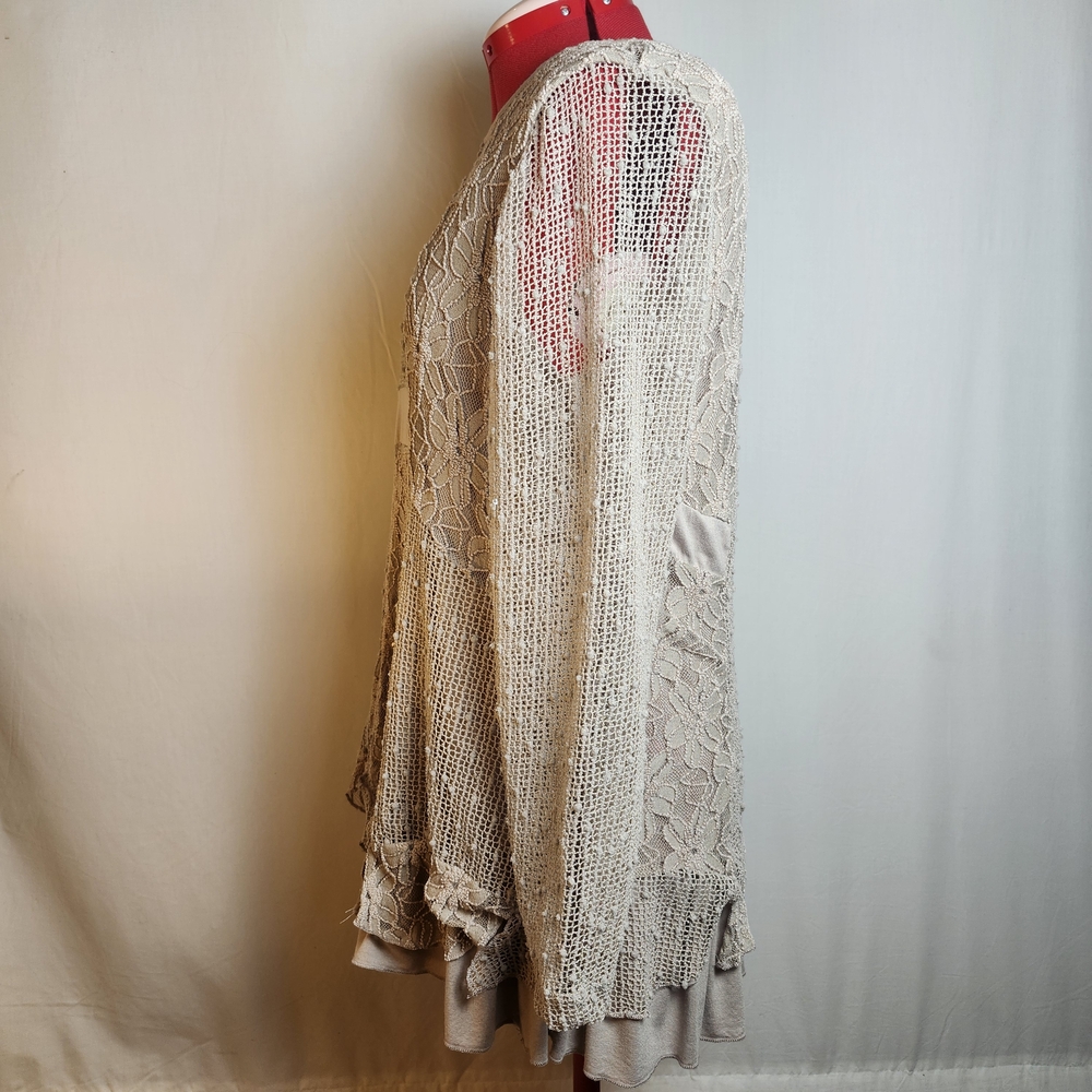 Indigo Soul Beige Long Sleeve Lace Dress - Picture 3 of 8